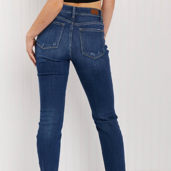 Judy Blue Kendall Full Size Shark-Bite Slim Jeans - Picture 2 of 7